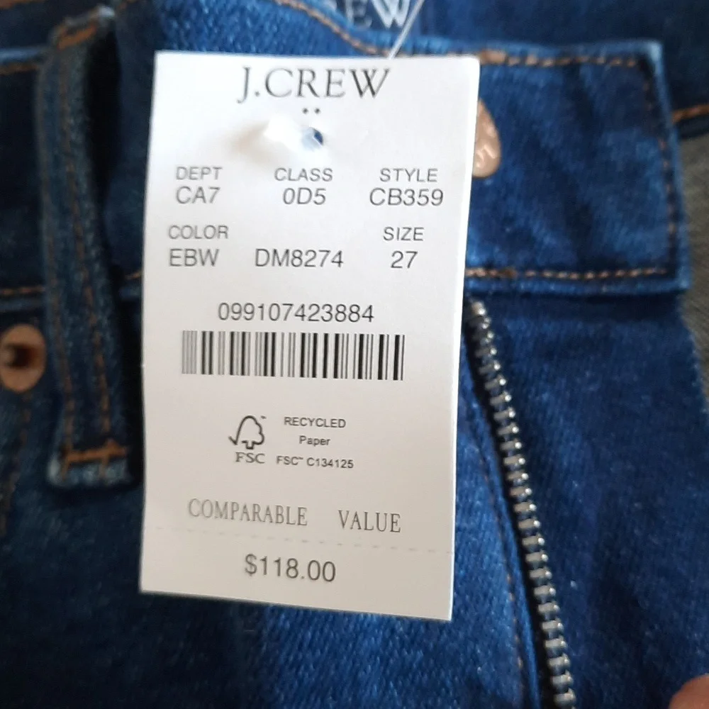 NWT J crew Classic Vintage Dark Wash Jeans 27/4 - Picture 3 of 8
